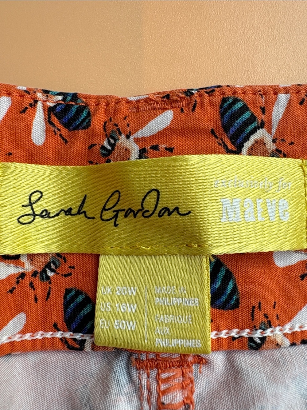 Maeve Orange Bee PrintWide-Leg Cropped Pants - Picture 2 of 4